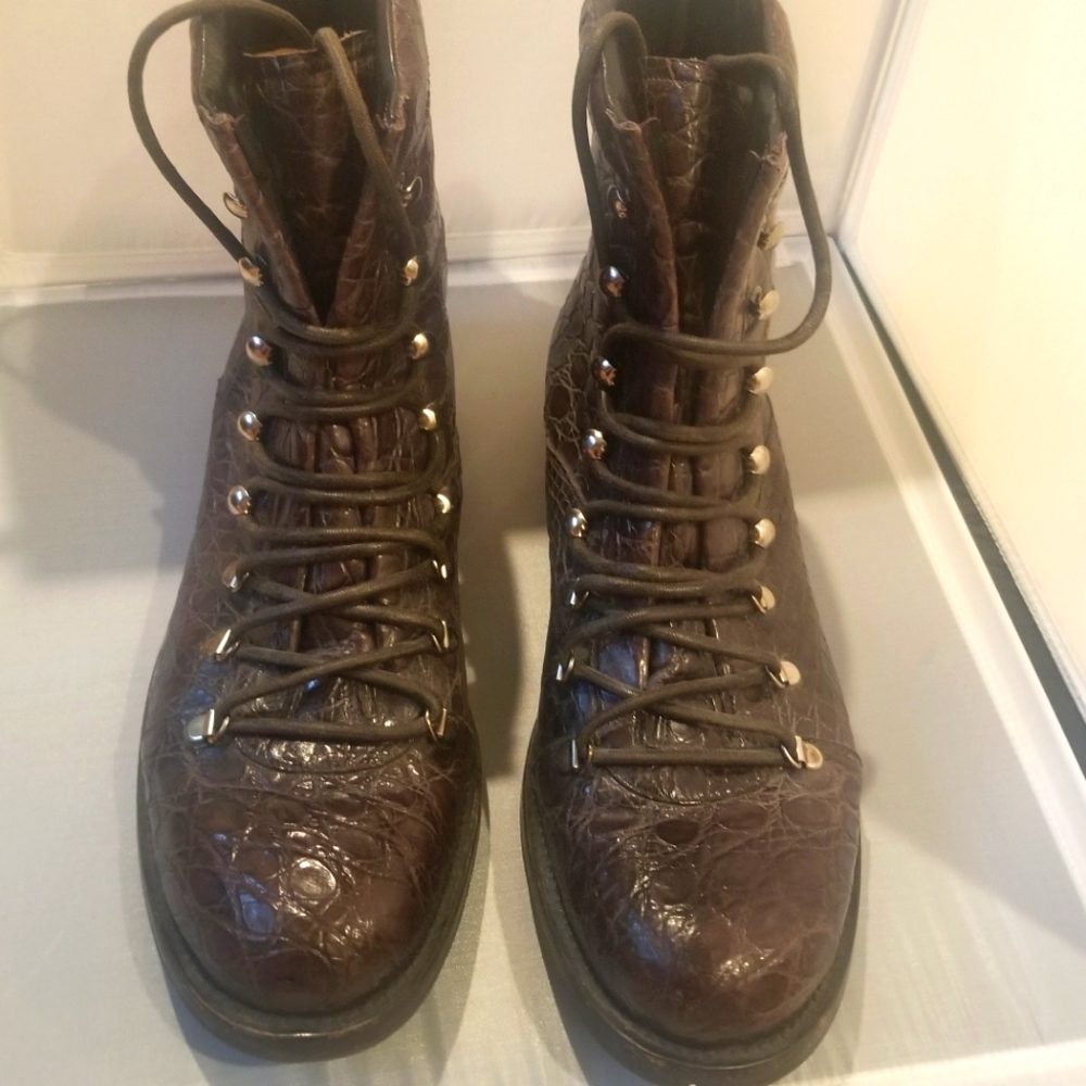 Bally Crocodile Lace-Up Boot